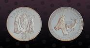 TANZANIA 2500 Shilingi TANZANIA, KM Unlisted , Silver, 2500 Shilingi, 1998, Proof, Serengeti Wildlife - Impala head and full body portrait. Coin house -