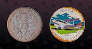 TOGO 1000 Francs TOGO , KM# 59, Silver, 1000 Francs, 2004, Proof, Airplane-De Haveland DH-89 biplane. Multicolored. Coin in excellent condition! -