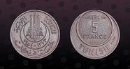 TUNISIA 5 Francs TUNISIA, KM E31, Copper-Nickel, 5 Francs, 1954(a), Specimen, Essai. NGC grade these Essai coins as Mint Strike but PCGS as Speci -