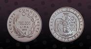 TURKEY 750000 Lira TURKEY, KM# 1046 , Silver, 750000 Lira, 1996, Proof, ECU. Coin in excellent condition! -