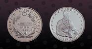 TURKEY 4000000 Lira TURKEY, KM# 1108 , Silver, 4000000 Lira, 1999, Proof, Ataturk's portret and EURO. Coin in excellent condition! -