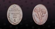 TURKEY 7500000 Lira TURKEY, KM# 1151 , Silver, 7500000 Lira, 2002, Proof, Flowers - Centaurea Tchihatcheffii. Shape: Oval. Coin housed in Original M -