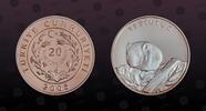 TURKEY 20 New Lira TURKEY, KM# 1179 , Silver, 20 New Lira, 2005, Proof, Hazel Dormouse - Yediuyur. Coin in excellent condition! -