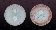 ZAMBIA 4000 Kwacha ZAMBIA , KM# 113 , Silver, 4000 Kwacha, 2001, Proof, Patrons of the Ocean - Two dolphins. Scarce silver Proof coin in excellent -