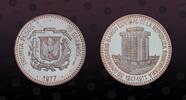 DOMINICAN REPUBLIC 30 Pesos DOMINICAN REPUBLIC , KM# 46 , Silver, 30 Pesos, 1977, Proof, 30th Anniversary of Central Bank. Nice coin! -