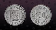 FINLAND 100 Markkaa FINLAND, KM# 41 , Silver, 100 Markkaa, 1960, Mint Strike, Coin in excellent condition! -