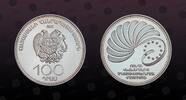 ARMENIA 100 Dram ARMENIA, KM# 87 , Silver, 100 Dram, 2001, Proof, Armenian Membership in the Council of Europe. One of the rarest Armenian silver -