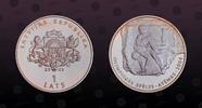 LATVIA 1 Lats LATVIA, KM# 57 , Silver, 1 Lats, 2002, Proof, Olympics 2004 - Ancient wrestlers. Coin in excellent condition! -