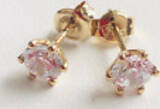 Kleine Solitär Ohrstecker mit Zirkonia 1 ct 333 er Gelbgold Ø 0,6 cm gut