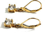 2,4 cm Ohrhänger Zirkoniaohrhänger Gold Goldohrringe 4 x Zirkonia klar 585 er Gelbgold sehr gut