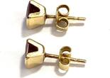 Ohrringe Gelbgold 14 Karat Ohrstecker Rubin Synthese Quadrat Carree 585er Gold