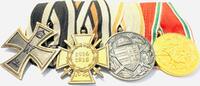 Deutschland Ordenspange / Ordenschnalle I. Weltkrieg 4 Orden Eisernes Kreuz deutsches Ehrenkreuz Kriegserinnerungsmedaille Ungarn -