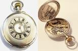 Deutschland Spiral Breguet Taschenuhr mit Guckloch auf dem Sprungdeckel Antike Taschenuhr Sprungdeckel 800 er Silber um 1900 gut