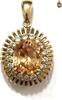 Silberanhänger oval 18x Zirkonia 925er Sterling Silber vergoldet 3,2 cm CZ -