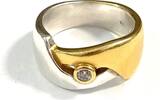 Deutschland Ring Breiter Silberring Quinn 925er Sterling Silber teilweise vergoldet Gr. 57 -