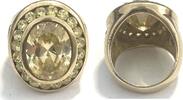 Ring 925er Sterling Silber vergoldet + 31 Zirkonia klar und gelb DQCZ Gr. 56 -