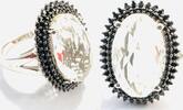Opulenter Silberring Zirkonia klar + schwarz 925 er Sterling Silber Ring Gr. 66,5 -