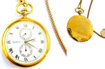 Deutschland mit Tagesanzeige , Sekundenzeiger , römische Ziffern Taschenuhr Arctos Quarz mit Kette Farbe : gold  ein Kratzer vorne