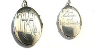 Deutschland Antikes Medaillon Silberanhänger um 1915 Gravur HK oder KH oval -