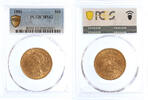 Goud Wereld 10 Dollars USA 10 Dollars 1881 PCGS MS62 -