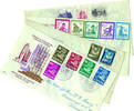 Eerste Dag Envelop 1950-1951 Nrs. E.2-3-4-5 5 Mooie geadresseerde 1e dag enveloppen -