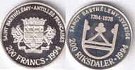 St. Bartholomew 200 francs/rigsdaler silver 1994 stgl 260.09 £  +  86.70 £ shipping