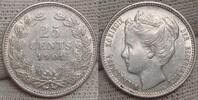 Niederlande- K&ouml;nigreich 25 Cents 1901 Leicht berieben. Vorz&uuml;glich. 334.30 &pound;  +  42.32 &pound; shipping