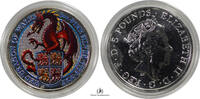 Great Britain 5-POUNDS-2-OZ-RED-DRAGON-OF-WALES 2017 COLOURED-BU 258.13 &pound;  +  shipping