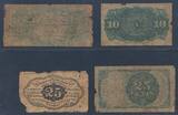 USA 10 Ct + 3x 25 Ct 1862/63 Fractional Currency notes 1. / 5. issue IV/IV-