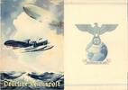 Deutsches Reich Propaganda 1938 Schmuckblatt-Telegramm Lx9 mit Zeppelin und Wasserflugzeug, sign. Meerwald I