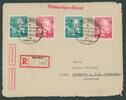 Bundesrepublik Deutschland 10-20 Pfg. zwei kompl. Sätze zur 1.Bundestagseröffnung portorichtig auf R-Brief mit ESSTl -