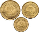 Chile, Republic 2, 5, 10 Centavos 1969 3 pcs. UNC