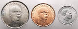 Rwanda Mint Set 1, 5, 10 Francs 1964, 1965, 1969 UNC