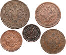 Austria Copper coin set 1851-1885 5 pcs VF/aVF