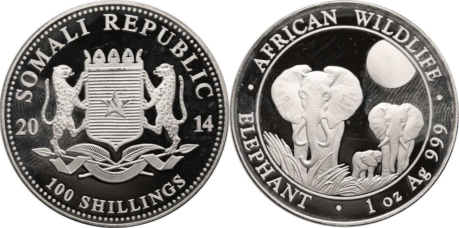 Somalia 100 Shillings 2014 African elephants Proof | MA-Shops