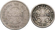 2 and 10 Centavos 1921 Colombia Leper colonie of Agua de Dios schön / sehr schön