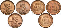 Set of 3 x 1 Cent 1941 P, S, D USA  fast St