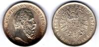 Deutschland - KR Württemberg J. 173 Württemberg 5 Mark KARL Kursmünze 1875 in vz-st 5 Mark 1875 vorzüglich-Stempelglanz