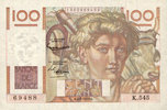 NOTES OF THE BANQUE DE FRANCE 100 francs Banque de France. Billet. jeune paysan, -