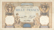 NOTES OF THE BANQUE DE FRANCE 1000 francs Banque de France. Billet. Cérès et Mercure, -