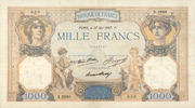 NOTES OF THE BANQUE DE FRANCE 1000 francs Banque de France. Billet. Cérès et Mercure, -