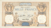 NOTES OF THE BANQUE DE FRANCE 1000 francs Banque de France. Billet. Cérès et Mercure, -