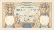 NOTES OF THE BANQUE DE FRANCE 1000 francs Banque de France. Billet. Cérès et Mercure, -