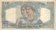 NOTES OF THE BANQUE DE FRANCE 1000 francs Banque de France. Billet. Minerve et Hercule, -
