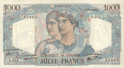 NOTES OF THE BANQUE DE FRANCE 1000 francs Banque de France. Billet. Minerve et Hercule, -