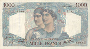 NOTES OF THE BANQUE DE FRANCE 1000 francs Banque de France. Billet. Minerve et Hercule, -