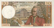 NOTES OF THE BANQUE DE FRANCE 10 francs Banque de France. Billet. Voltaire, -