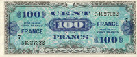 NOTES OF THE TREASURY (TRESOR) 100 francs Billet. France, type américain, 1945, série 7 -