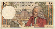 NOTES OF THE BANQUE DE FRANCE 10 francs Banque de France. Billet. Voltaire, -