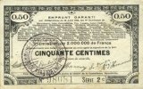 FRENCH EMERGENCY NOTES 50 centimes Pas de Calais, Somme et Nord, Groupement de 70 communes. Billet. série 2C -